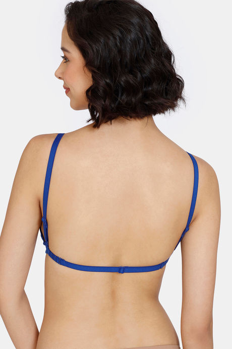 Zivame Beautiful Basics Double Layered Non Wired Full Coverage Backless Bra - Sodalite Blue — image 4